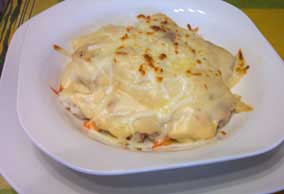 coliflor con bechamel de gambas y jam�n