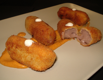 croquetas de alubias con crema de sus sacramentos