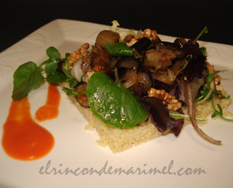 ensalada de cuscús con berebjenas caramelizadas