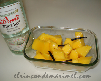 mango asado con vainilla