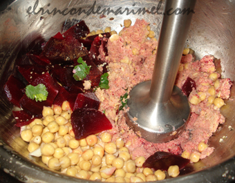 masa hamburguesa de garbanzos y remolacha