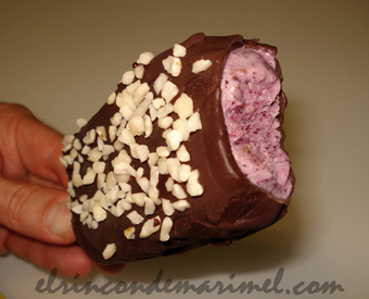 helado saludable de arándanos y chocolate