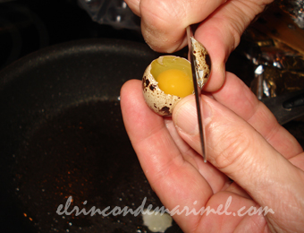 sacar huevos de codorniz de la cascara