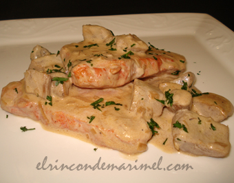 lomo de cerdo con hongos al Jerez