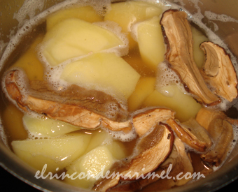 cremoso de patata y hongos