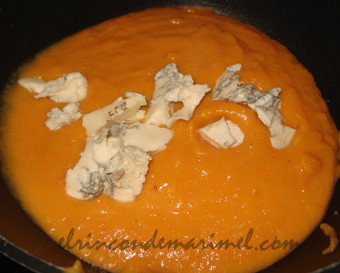 crema de calabaza y Gorgonzola