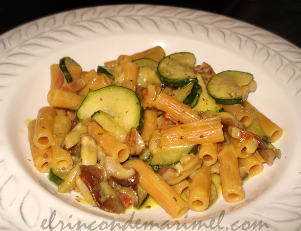pasta de lentejas con calac&iacute;n shiitake y gorgonzola