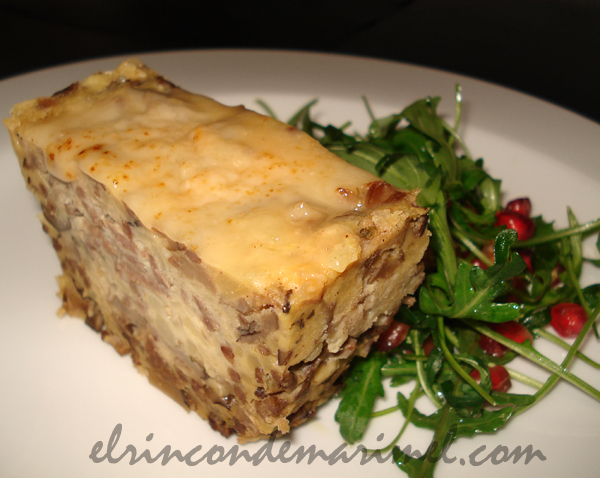 pastel de ternera, setas y patata