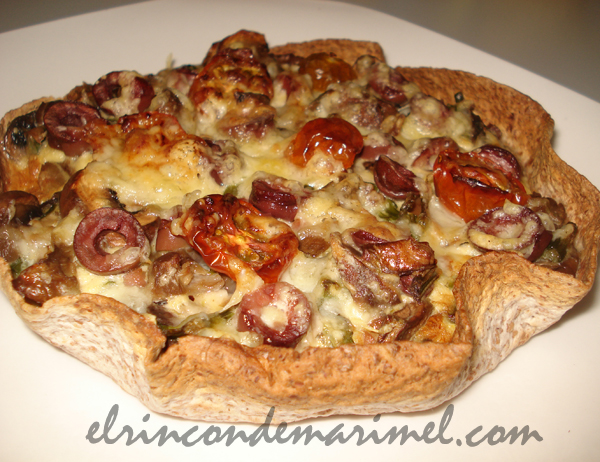 quiche de verduras con tortilla mexicana en air frye
