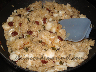 quinoa con pasas y bacalao