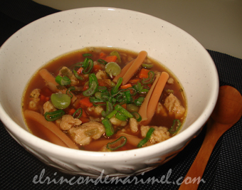 sopa juliana con soja texturizada