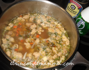 sopa con soja texturizada