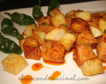 zorza con patatas y pimientos