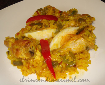 arroz con pollo y judias verdes