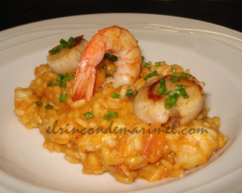 arroz cremoso con langostinos y vieiras