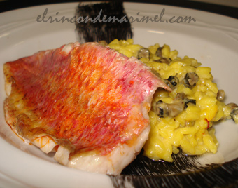 risotto de bigaros con salmonetes