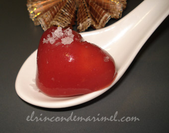 corazones de bombn con foie y frutos rojos