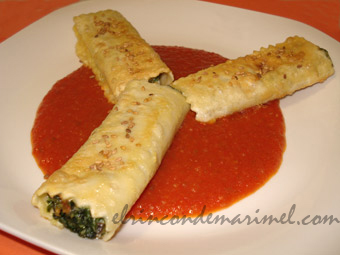 canelones fritos de espinacas y championes