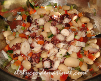 ensalada de judiones y pulpo