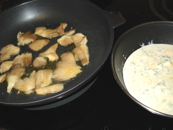 hacemos las setas a la plancha y la salsa de queso azul