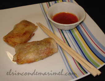 rollitos vietnamitas con salsa agridulce