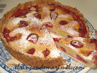 tarta almendrada con fresas
