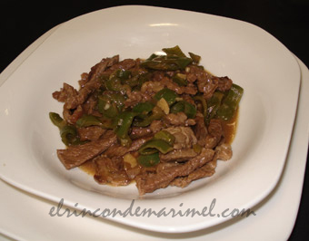 ternera con piminetos estilo shangai